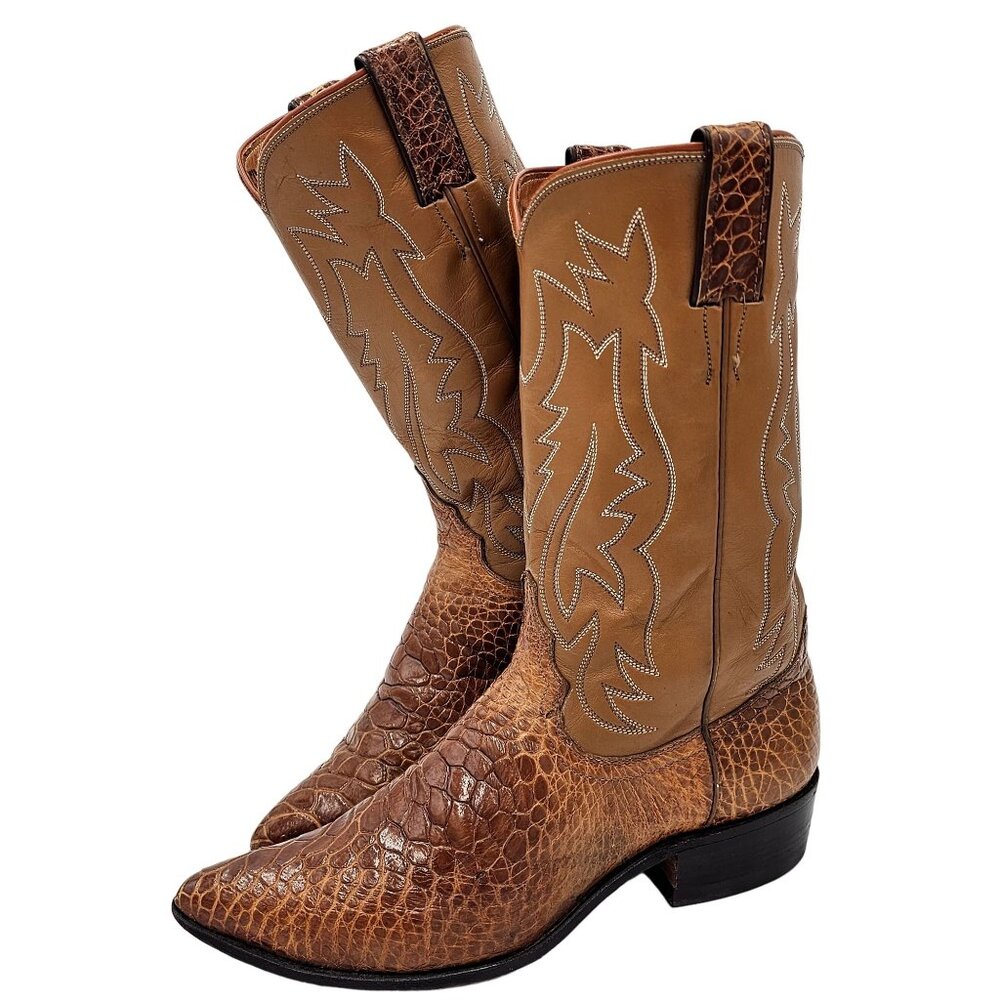 Vintage Preban Exotic Justin Womens 8AA Honey Brown Cowboy Western Boots Cowgirl - Picture 10 of 16